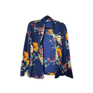 JDY Jacqueline de Yong Floral Soft Blazer | Navy Blue | Size EU 36